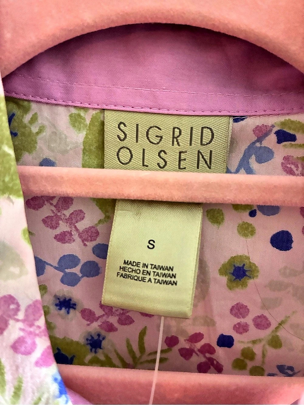 Sigrid Olsen Sport Bon Vivant Floral Button Down Shirt in Pink & White Size